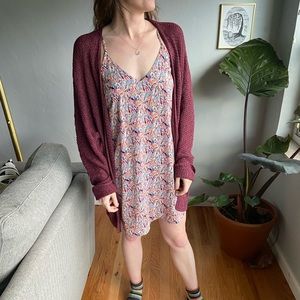 Burgundy knit cardigan